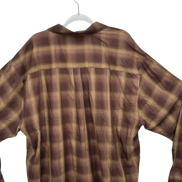 Dixxon Mens Wyatt Bamboo Plaid 4XL Casual Classic Snap Practical Western Brown - Picture 4 of 9
